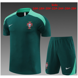 Ensemble d'entraînement court pour enfants Portugal vert 2024