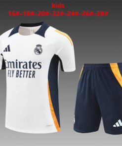 Ensemble d’entraînement court pour enfants Real Madrid blanc 2024/25