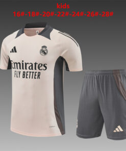 Ensemble d’entraînement court pour enfants Real Madrid gris clair 2024/25