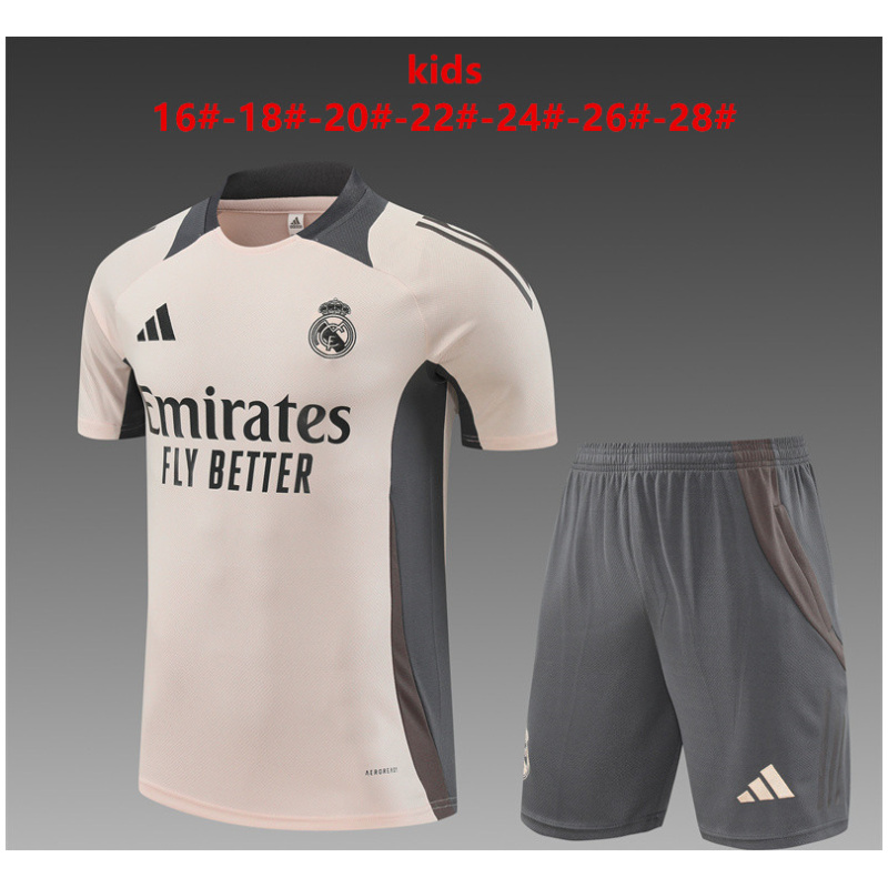Ensemble d’entraînement court pour enfants Real Madrid gris clair 2024/25