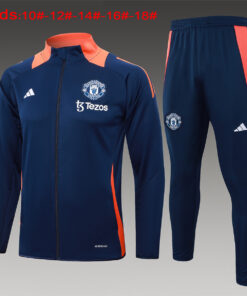 Ensemble d’entraînement enfant Manchester United Veste + Pantalon Royal 2024/25