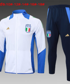 Ensemble d’entraînement enfants Italie Veste + Pantalon Blanc 2024