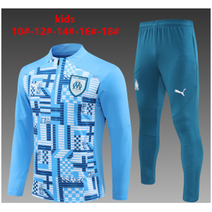 Ensemble d'entraînement enfants Olympique de Marseille motif bleu 2024/25