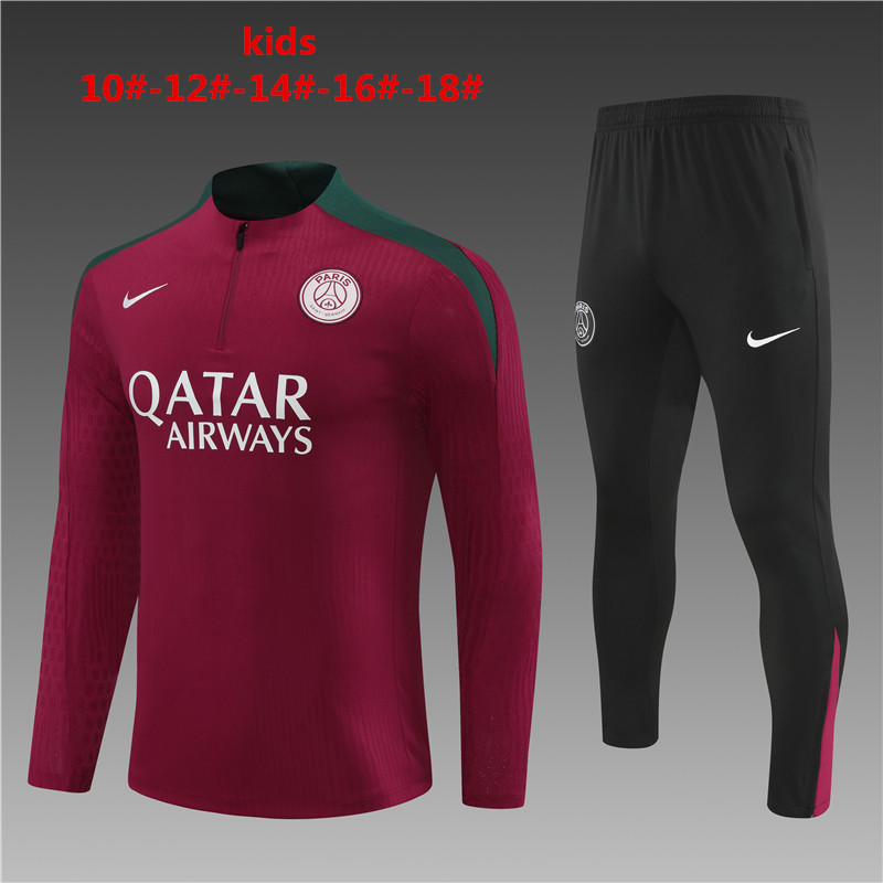 Ensemble d’entraînement enfants PSG rouge 2024/25
