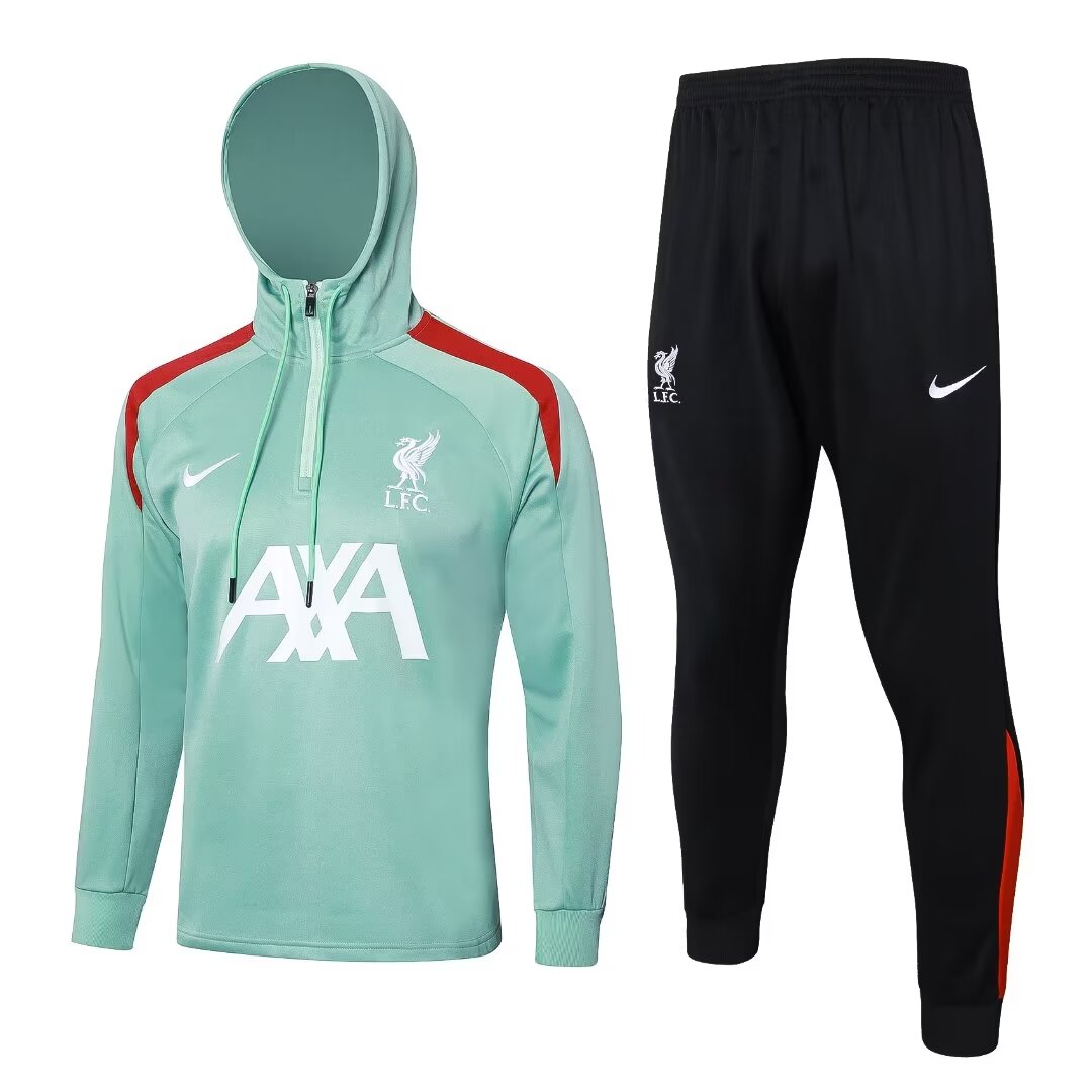 Ensemble d’entraînement Liverpool : Sweat à capuche + Pantalon, Vert Clair 2024/25