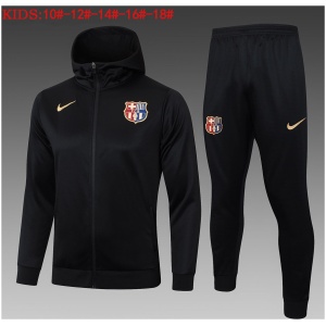 Ensemble d'entraînement pour enfants à Barcelone : Veste à capuche + Pantalon noir 2024/25
