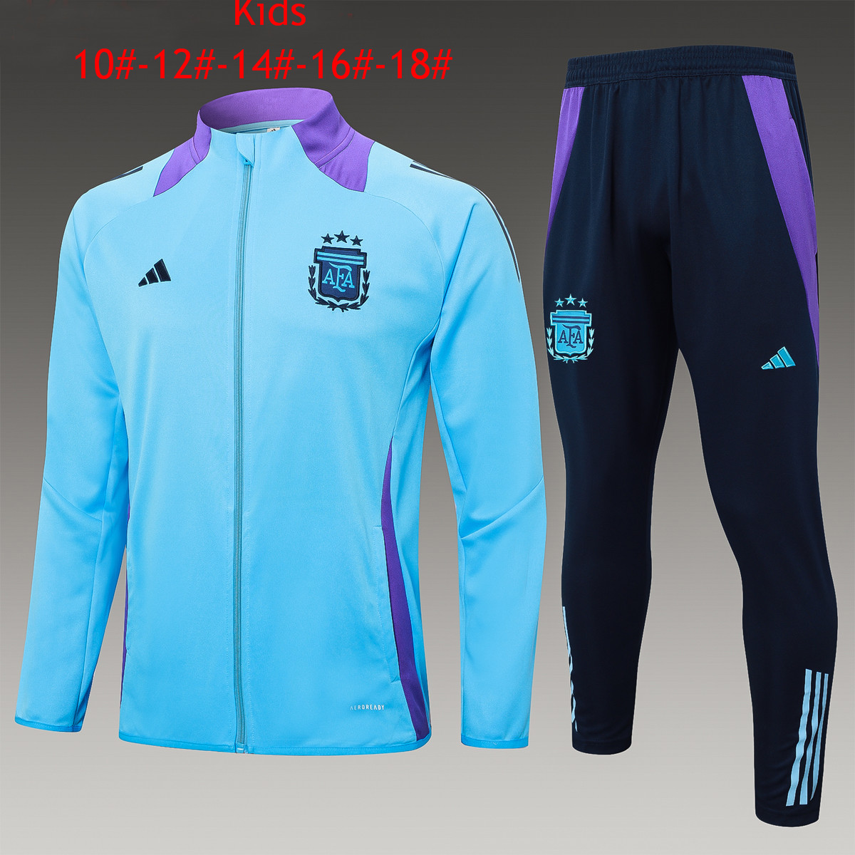 Ensemble d’entraînement pour enfants Argentine Veste + Pantalon Bleu Clair 2024