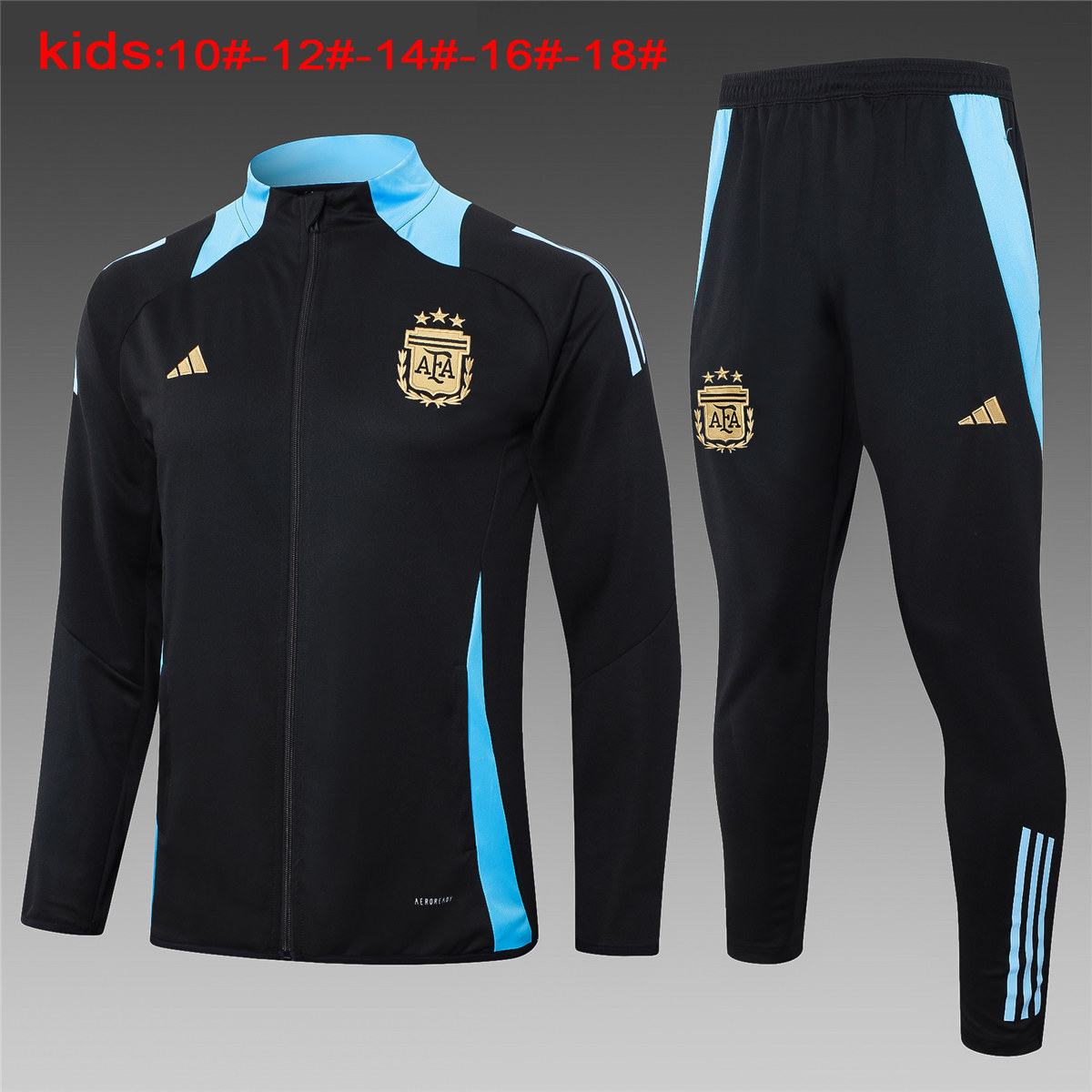 Ensemble d’entraînement pour enfants Argentine Veste + Pantalon Noir 2024