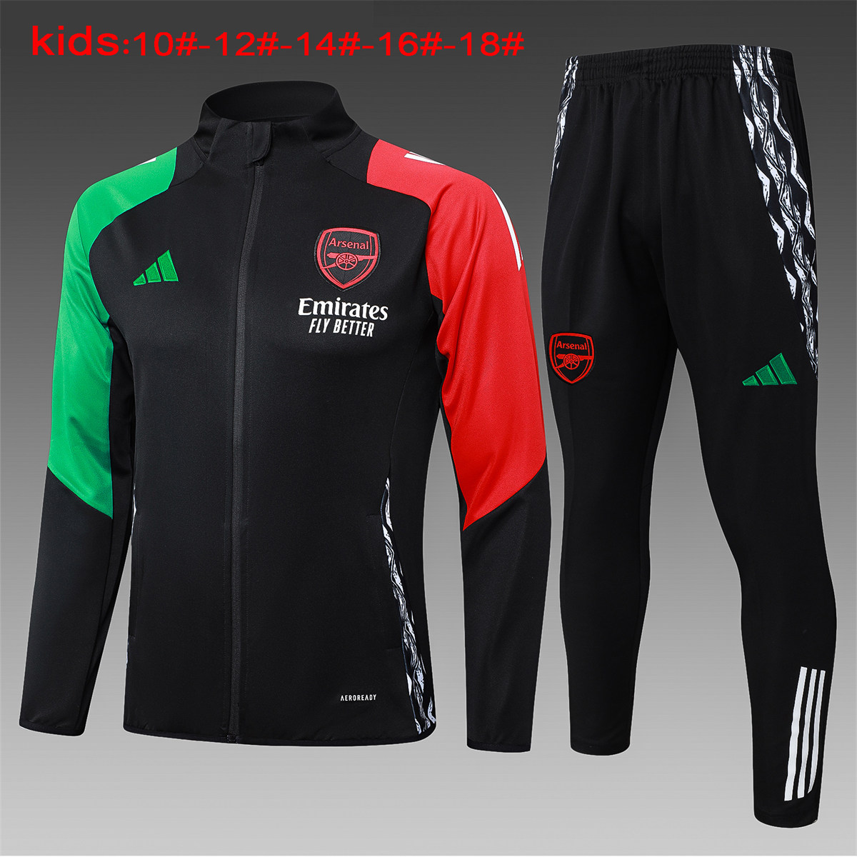 Ensemble d’entraînement pour enfants Arsenal Veste + Pantalon Noir 2024/25