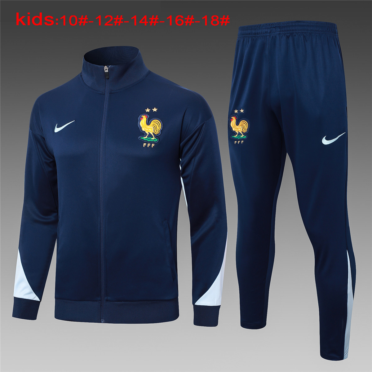 Ensemble d’entraînement pour enfants France, veste et pantalon, modèle Royal 2024