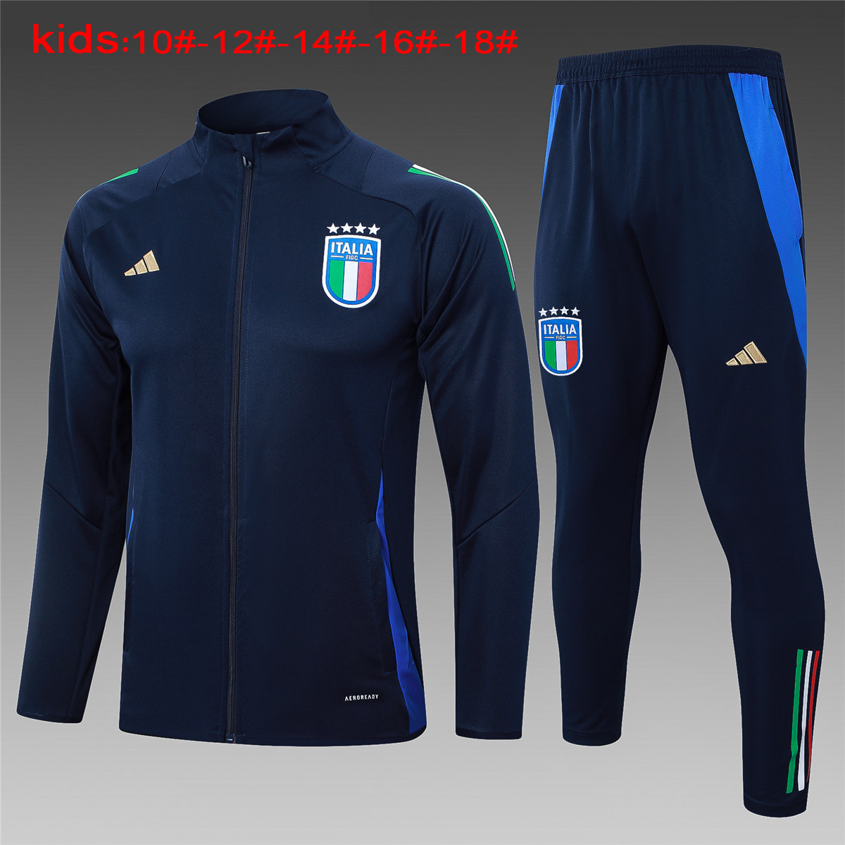 Ensemble d’Entraînement pour Enfants Italie Veste + Pantalon Royal 2024
