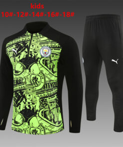 Ensemble d’entraînement pour enfants Manchester City Vert – Noir 2024/25