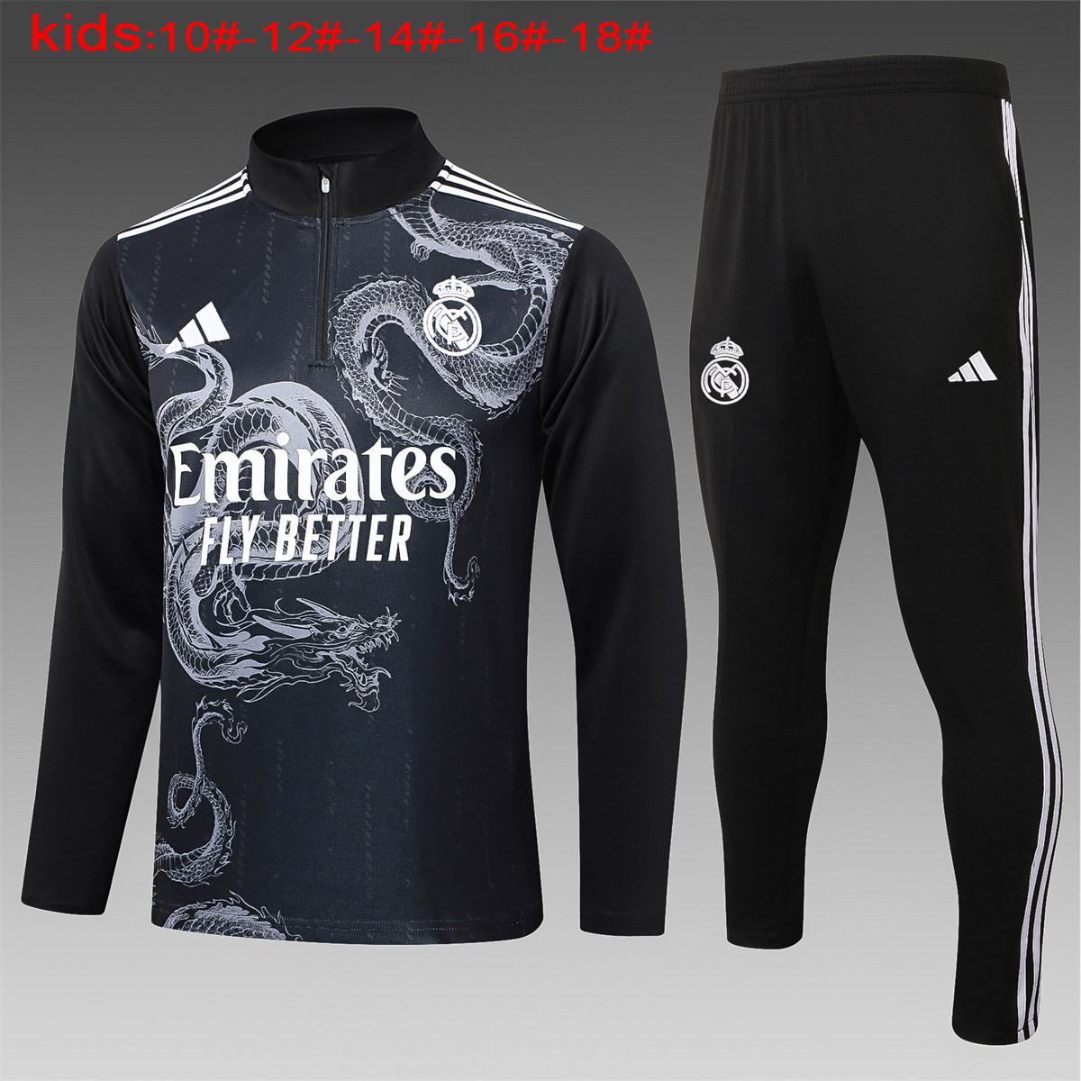 Ensemble d’entraînement pour enfants Real Madrid Dragon Noir 2024/25