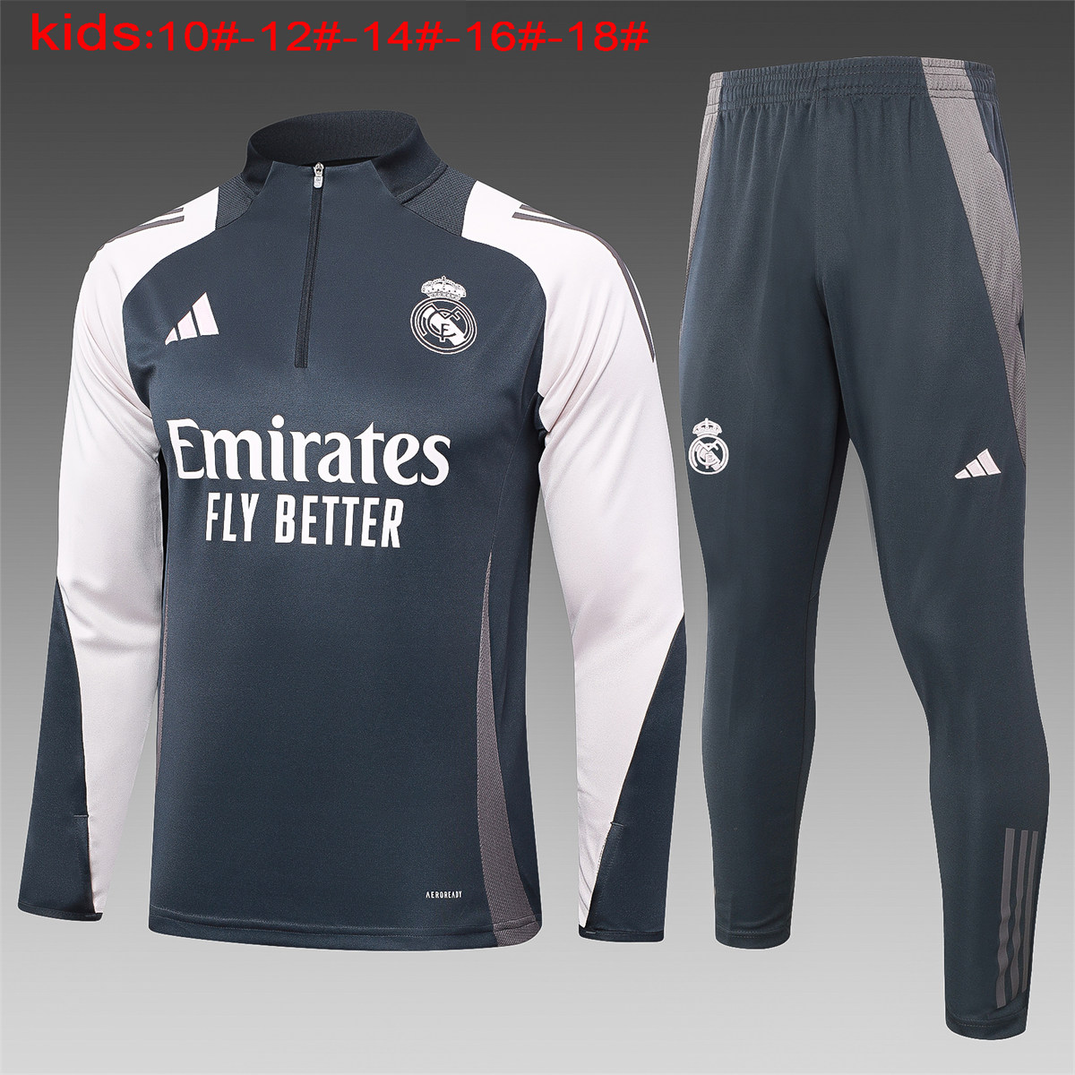 Ensemble d’entraînement pour enfants Real Madrid gris 2024/25