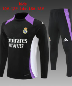 Ensemble d’entraînement pour enfants Real Madrid Noir – Violet 2024/25
