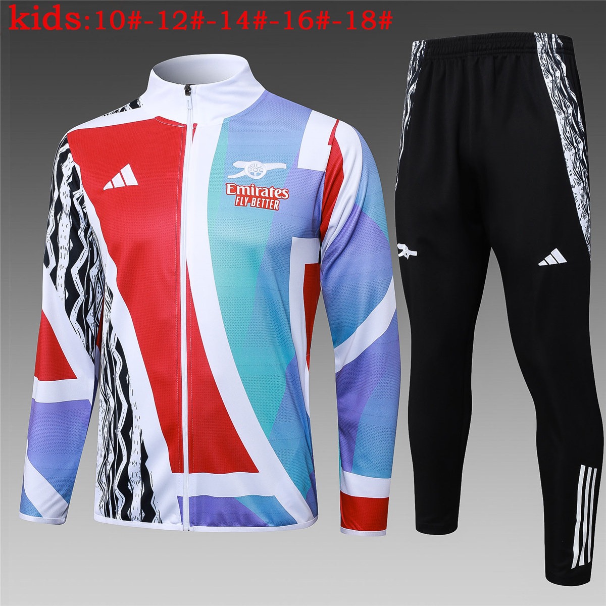 Ensemble d’entraînement tri-couleur Arsenal pour enfants 2024/25 (veste + pantalon)