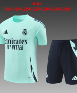 Ensemble de structure d’entraînement court pour enfants Real Madrid Vert Clair 2024/25
