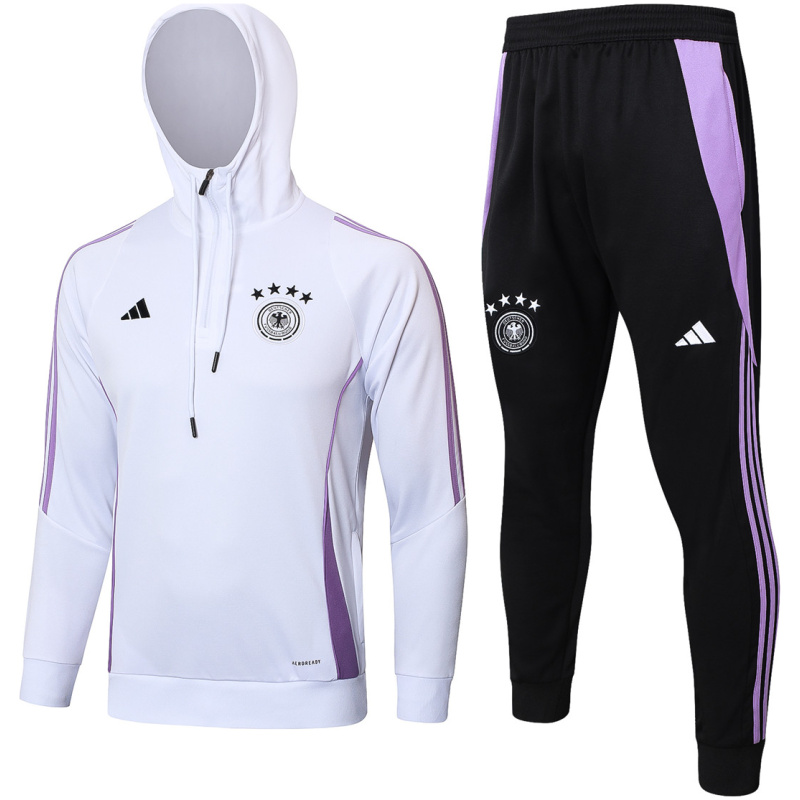 Ensemble de survêtement allemand : Sweat à capuche + Pantalon blanc 2024