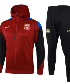 Ensemble de survêtement Barcelone : Veste à capuche + Pantalon Bourgogne 2024/25