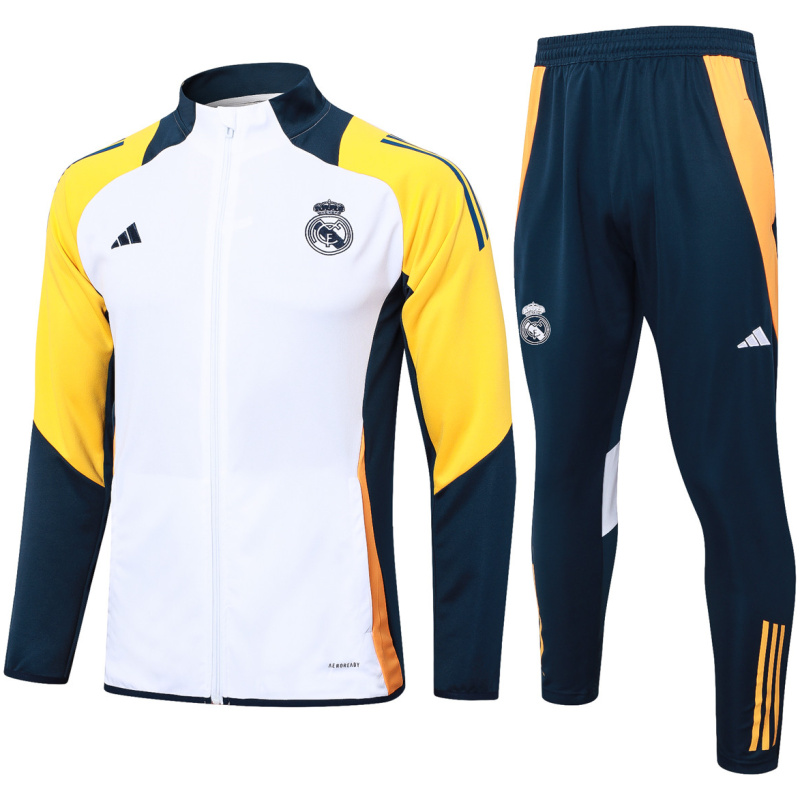 Ensemble de survêtement d’entraînement Real Madrid Veste + Pantalon Blanc 2024/25