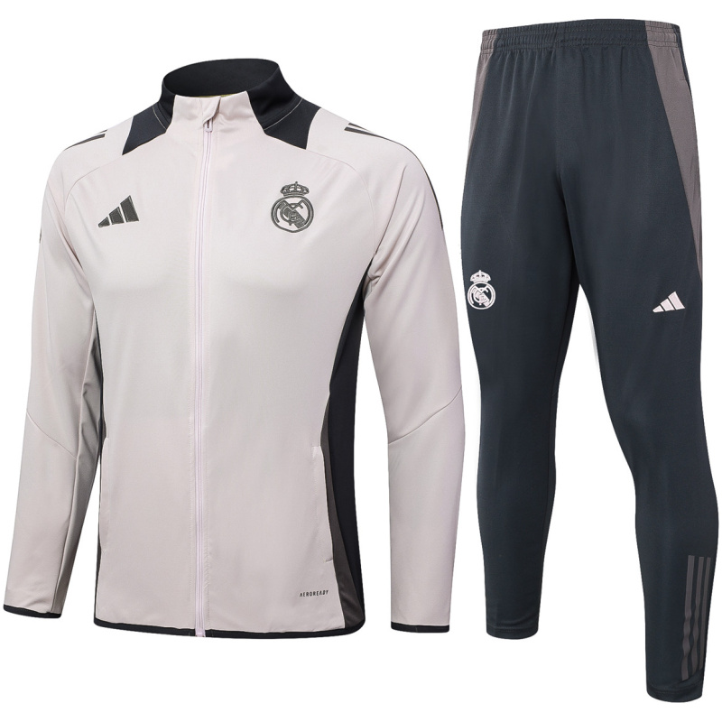 Ensemble de survêtement d’entraînement Real Madrid Veste + Pantalon Gris Clair 2024/25