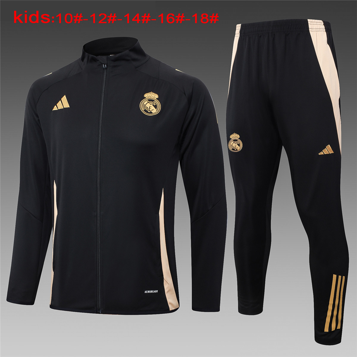 Ensemble de survêtement Enfants Real Madrid Veste + Pantalon Noir 2024/25