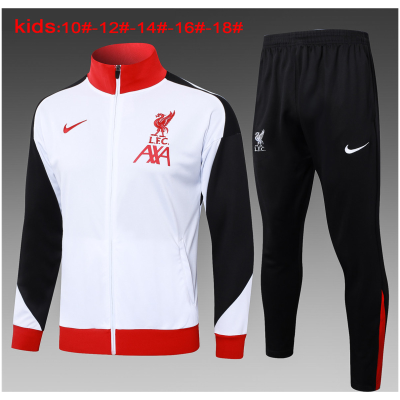 Ensemble de survêtement Liverpool pour enfants – Veste + Pantalon Blanc 2024/25