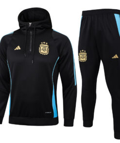 Ensemble de survêtement noir Argentine 2024 : sweat à capuche + pantalon d’entraînement