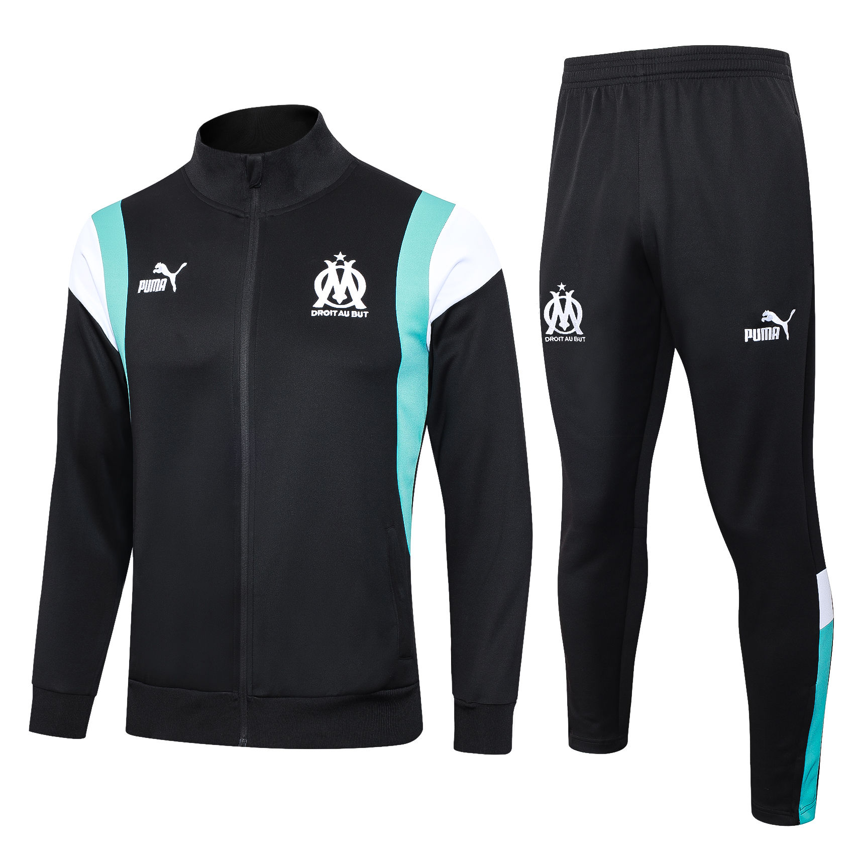 Ensemble de Survêtement Olympique de Marseille Veste + Pantalon Noir 2023/24