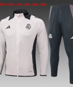 Ensemble de survêtement pour enfants Real Madrid Veste + Pantalon d’entraînement Gris clair 2024/25