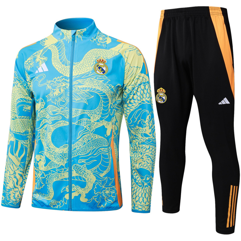 Ensemble de survêtement Real Madrid Veste + Pantalon Bleu Clair Dragon 2024/25
