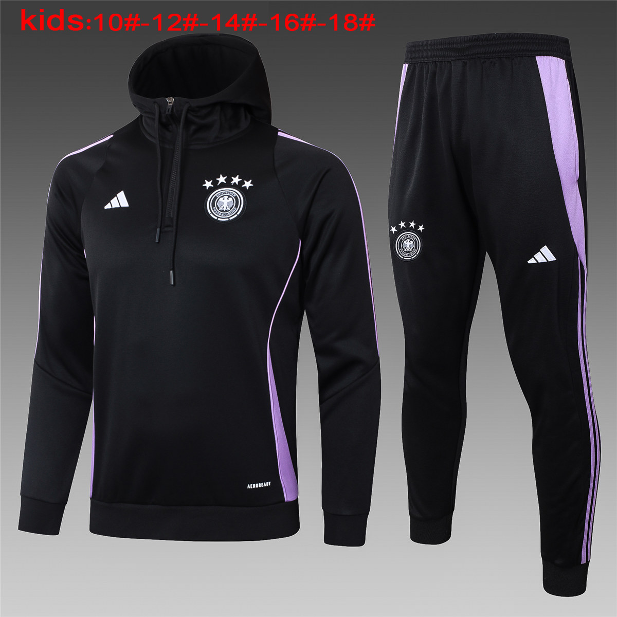 Ensemble Enfant Veste à Capuche Sweat-shirt + Pantalon Noir 2024 Allemagne