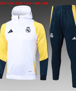 Ensemble survêtement pour enfants Real Madrid : Sweat à capuche + Pantalon Blanc 2024/25