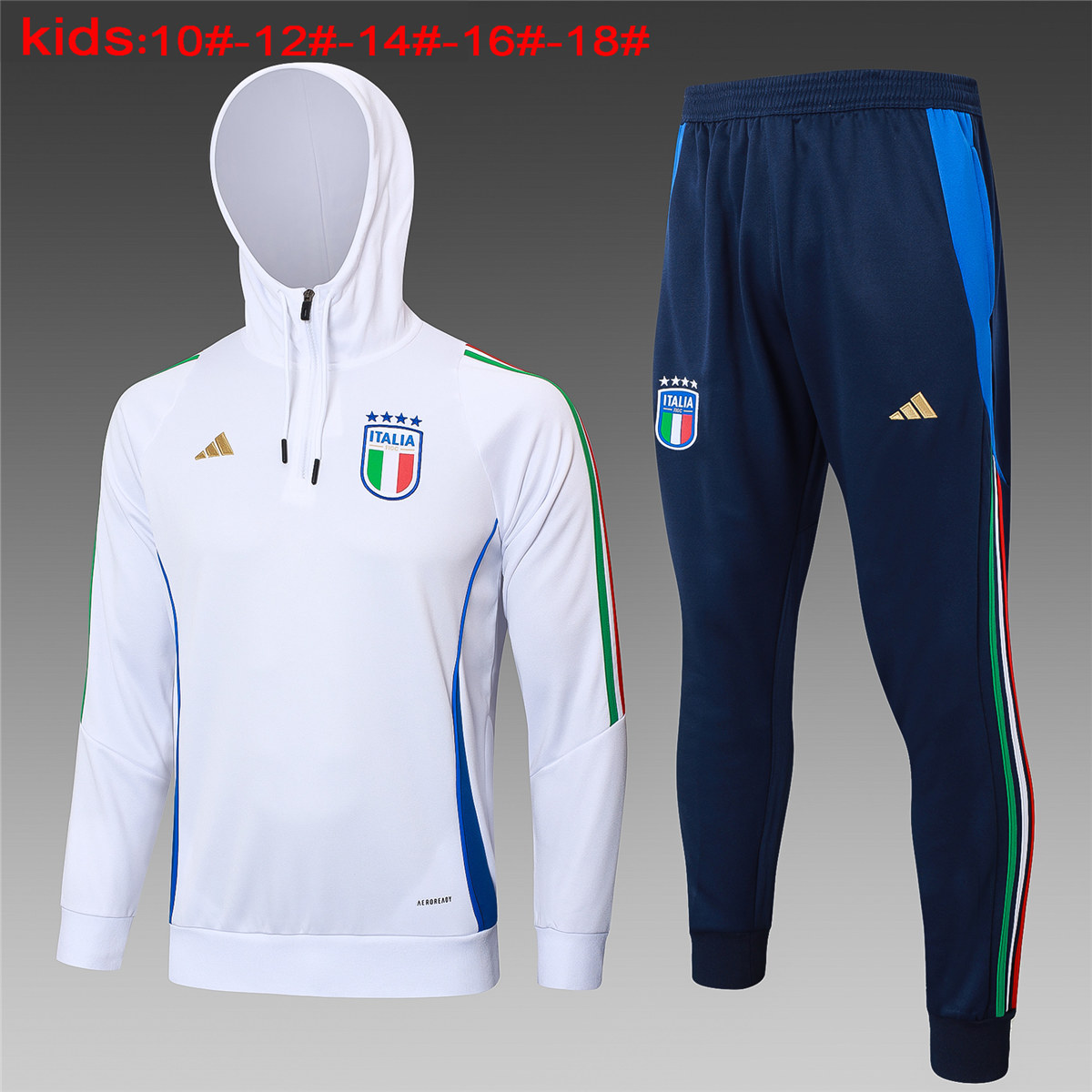 Ensemble Sweat à Capuche et Pantalon pour Enfants Italie Blanc 2024