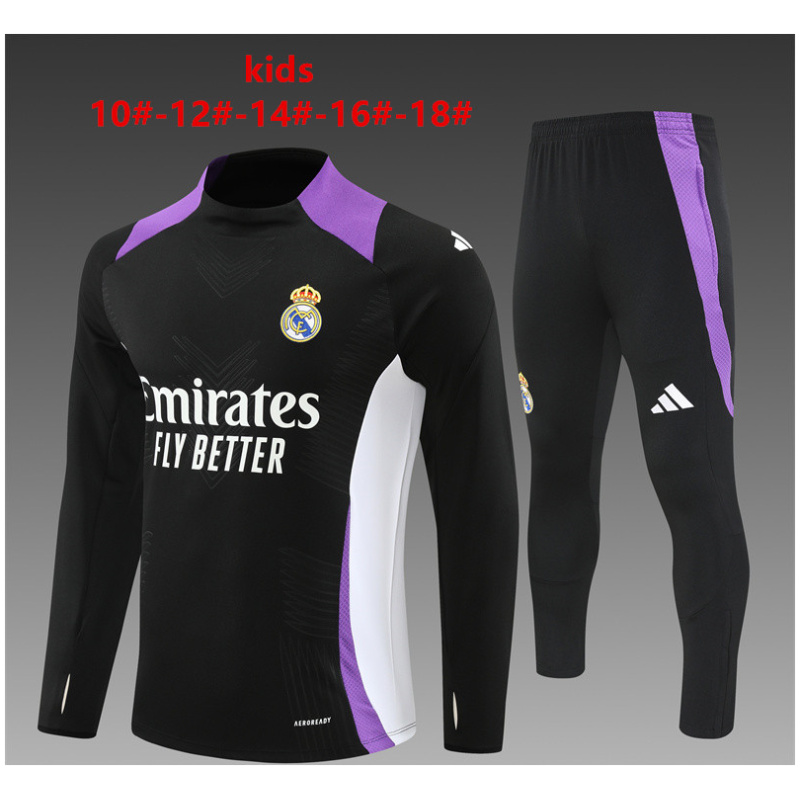 Ensemble d’entraînement pour enfants Real Madrid Noir – Violet 2024/25