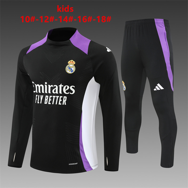 Ensemble d’entraînement pour enfants Real Madrid Noir – Violet 2024/25