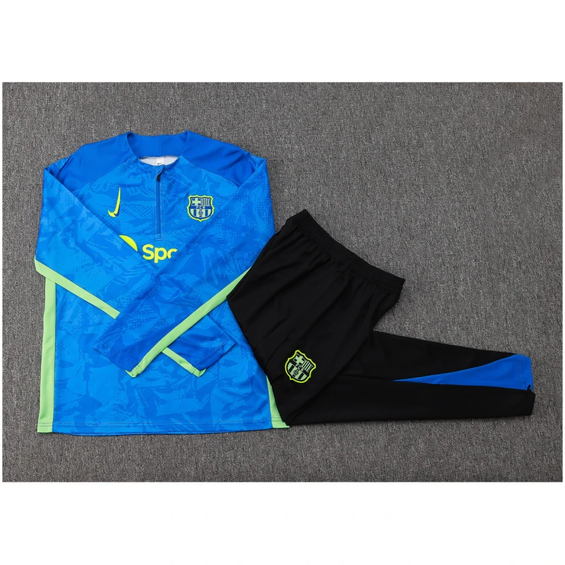 Ensemble d’entraînement pour enfants Barcelone Vert – Bleu 2024/25