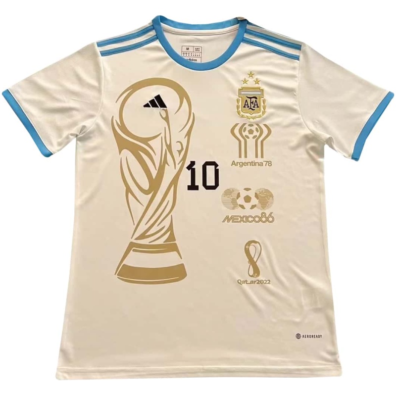 Maillot Blanc Commémoratif d’Argentine Championne du Monde