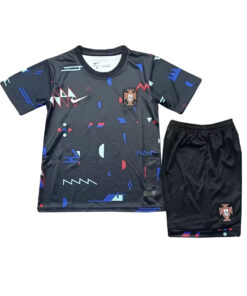 Maillot d’entraînement court noir pour enfants Portugal 2024