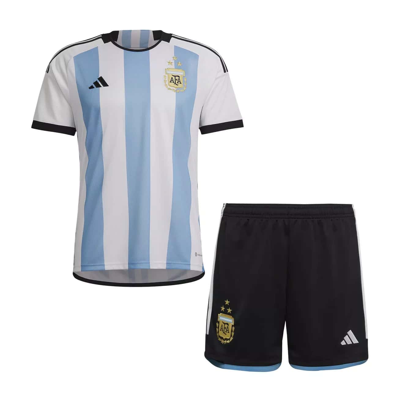 Maillot domicile 3 étoiles pour enfants d’Argentine, champions de la Coupe du Monde de la FIFA au Qatar 2022