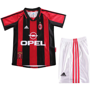 Maillot domicile rétro pour enfants de l'AC Milan 1998/99