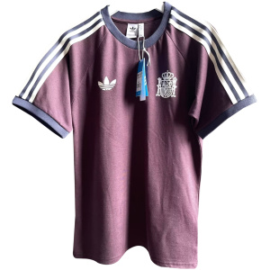 Maillot Espagne Adidas Originals 3 Bandes en Coton Pur Bordeaux 2024 - joueur