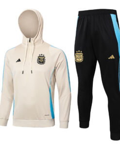 Survêtement d’entraînement Argentine Crème 2024 : Sweat à capuche + Pantalon