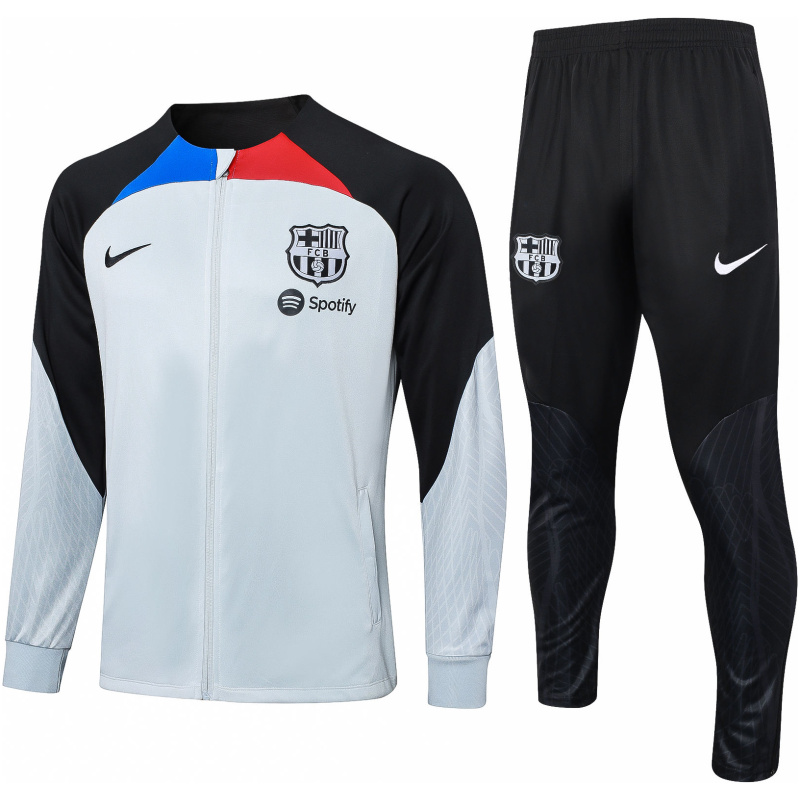 Survêtement d’entraînement Barcelona Veste + Pantalon Gris – Noir 2023/24