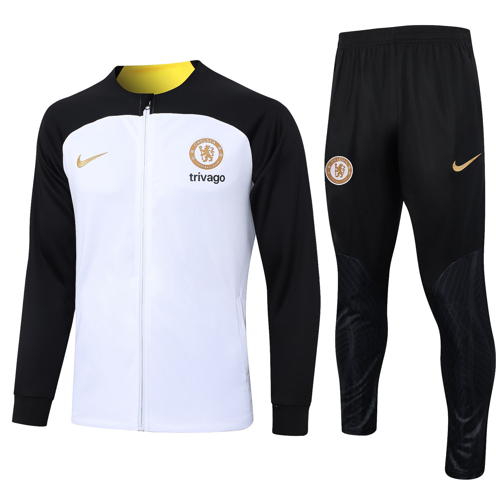 Survêtement d’entraînement Chelsea Veste + Pantalon Blanc – Noir 2023/24