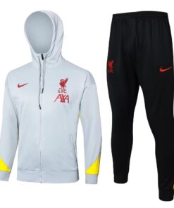 Survêtement d’entraînement Liverpool avec veste à capuche + pantalon gris clair 2024/25