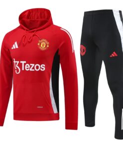 Survêtement d’entraînement Manchester United Hoodie Sweatshirt + Pantalon Rouge 2024/25