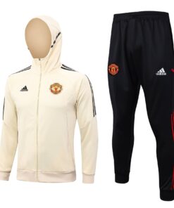 Survêtement d’entraînement Manchester United : Veste à capuche et pantalon crème 2023/24