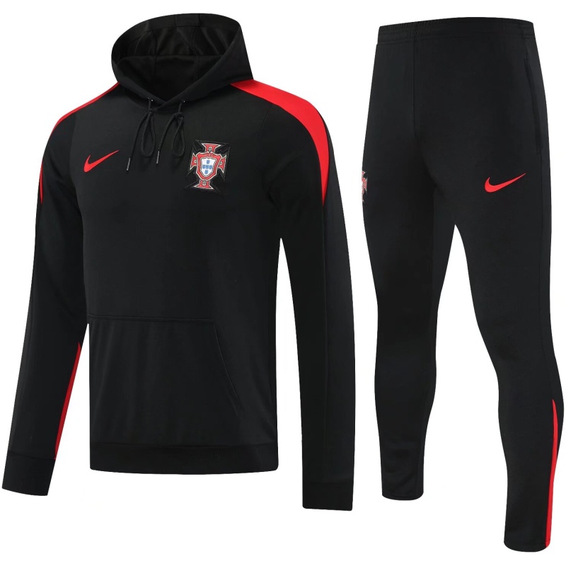 Survêtement d’entraînement Portugal : Sweat à Capuche + Pantalon Noir 2025