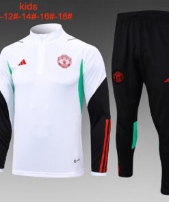 Survêtement d’entraînement pour enfants Manchester United Blanc – Noir 2023/24